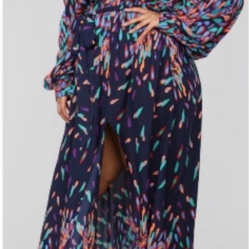 Fashion Nova Wings Of A Feather Maxi Navy Dress